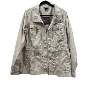 Eddie Bauer Womens Scout Utility Jacket Beige Lightweight Size L